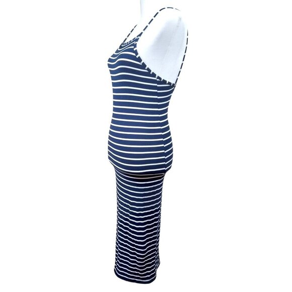 Windsor Womens Spaghetti Strap Black/White Striped Long Dress Size Small - Picture 2 of 7